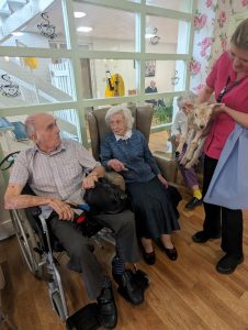 Residents at Kirby House Care Home amazed to see and interact with lambs