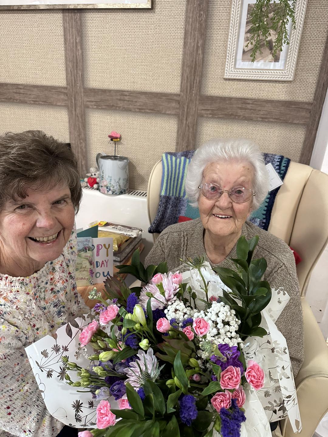 Huntingdon Court Care Home Pat 102 birthday celebrations