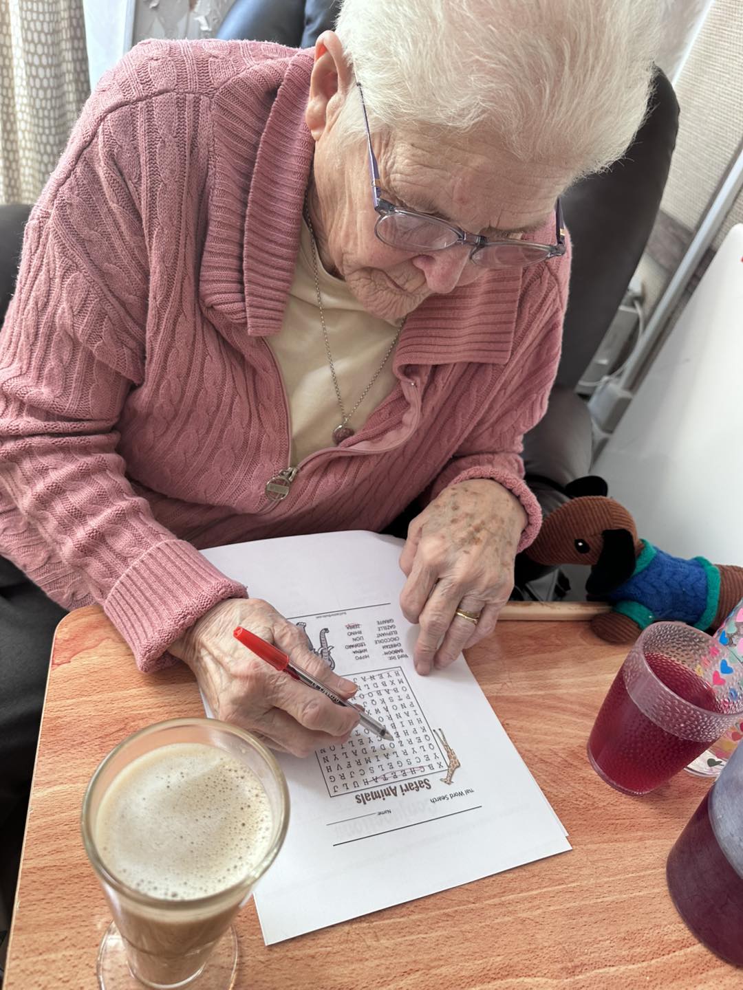 Residents at Huntingdon Court Residential Home enjoyed calming colouring and word search activities, supporting creativity, focus, and relaxed social connection