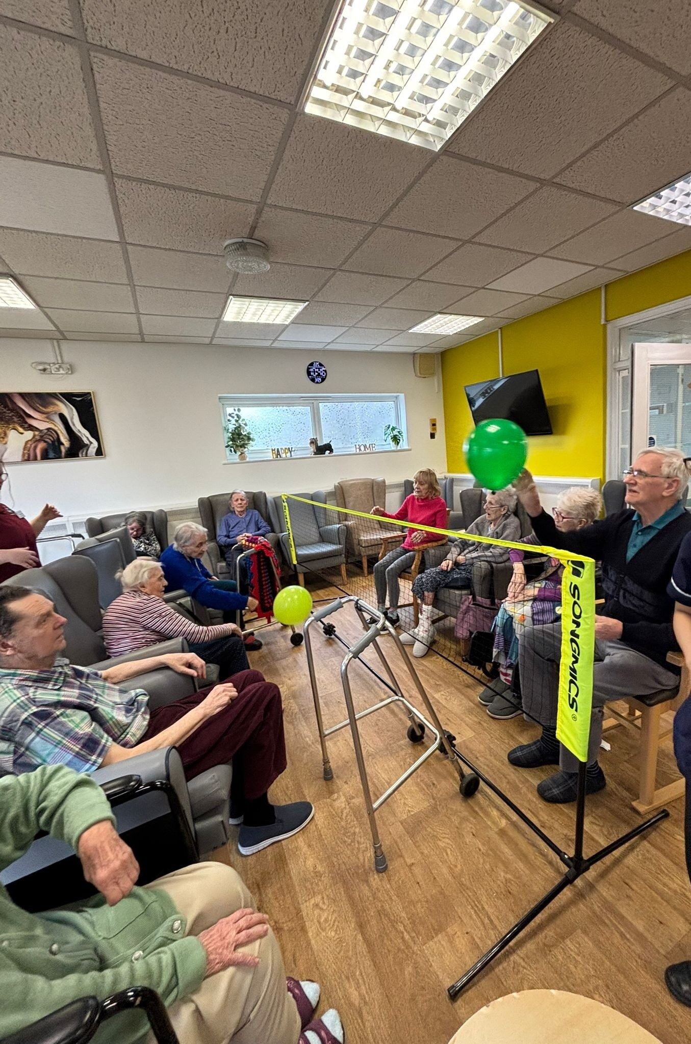 Residents at Hadrian House Residential Home stayed active and engaged with a fun indoor balloon tennis session, promoting laughter, movement, and social connection.